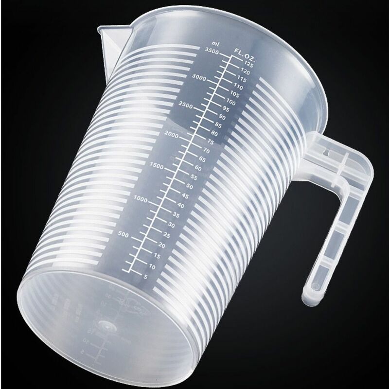 Gelas ukur plastik kapasitas besar, gelas ukur laboratorium bening dengan tutup transparan cangkir pencampur memanggang dapur
