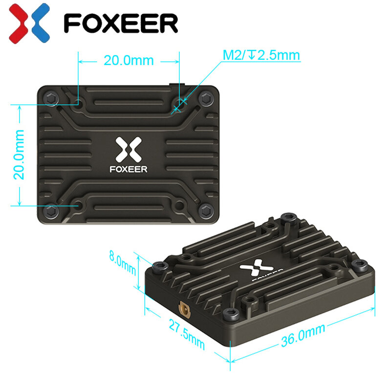 Foxeer-Anti-Interferência Ajustável, VTX com Mic, Concha de Dissipação de Calor CNC, Drone de Longo Alcance, Extreme 5.8G, 1.8W, 72CH