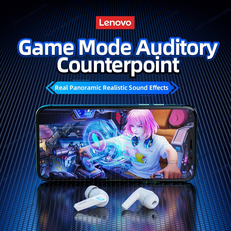 Lenovo GM2 Pro earphone olahraga Bluetooth 5.3, headphone musik nirkabel dalam telinga Gaming latensi rendah Mode ganda