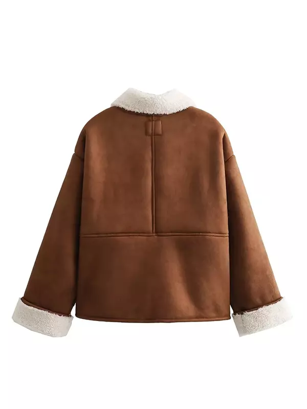 Casaco de lã de manga comprida feminino, jaqueta de peito único feminina, casaco grosso, quente, moda, inverno, 2023