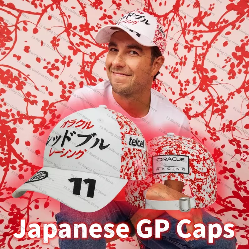 F1 Bull Team Japanese GP Cap, Sergio Perez Verstappen, Fórmula 1 Chapéu de beisebol, MOTO Chapéus, Fan Cap, Oficial, 2022
