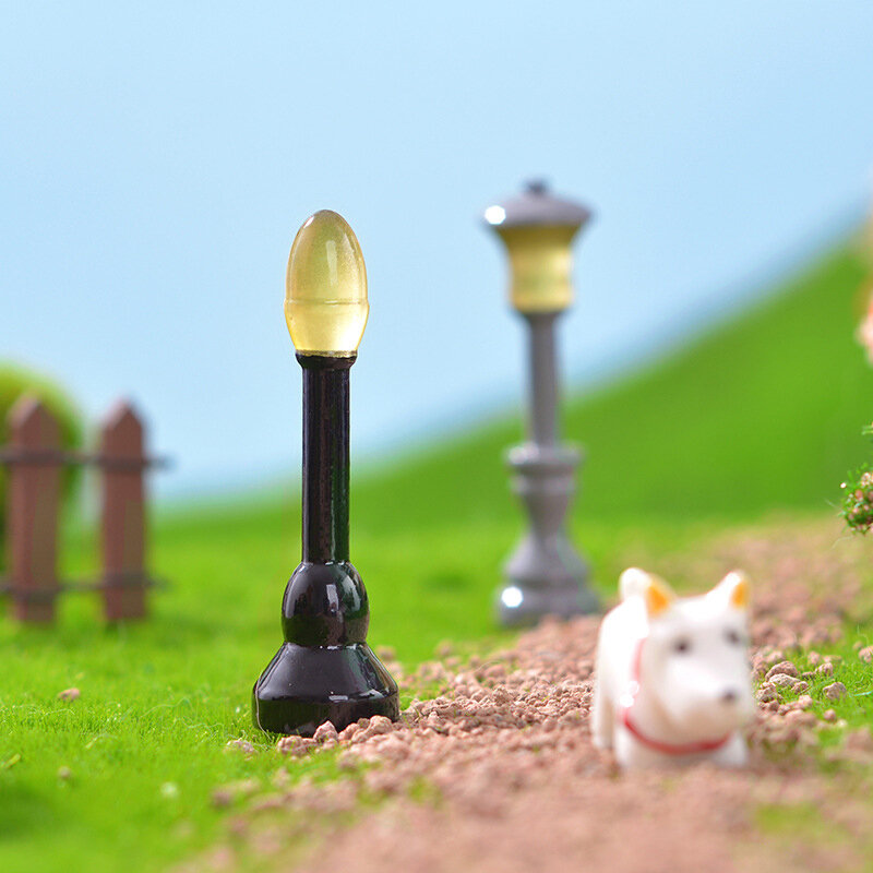 Réverbère Shoous avec ornement de micro paysage, décoration l'inventaire artificielle, maison de courses, jouet de lampadaire, 2 pièces