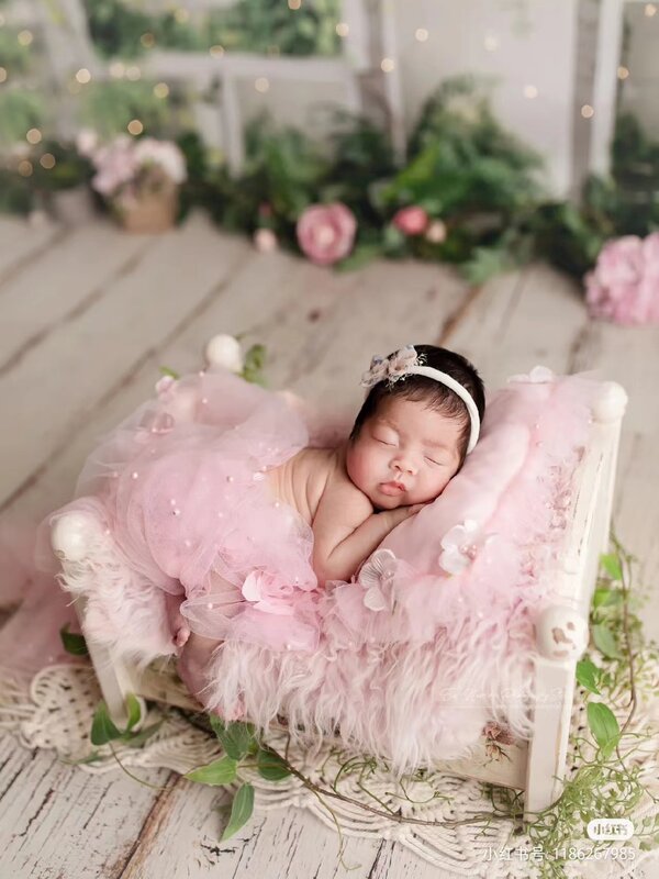 新生児写真アクセサリー花プレールラップメッシュ背景写真ブランケット小道具カプチーノスタジオ
