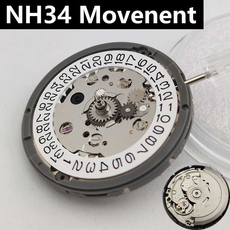 Baru NH34 Gerakan Mekanis Otomatis GMT 24 Jam Tangan Jepang Bagian Asli NH34A Tanggal Pada 3.0 Mekanisme Akurasi Tinggi MOD
