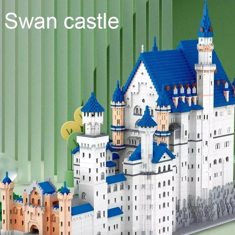 Bloques de construcción de Castillo de piedra de cisne para niños, juguete de ladrillos de Arquitectura de fama mundial, juguetes educativos, regalo, Mini ciudad, nuevo, 11810 piezas