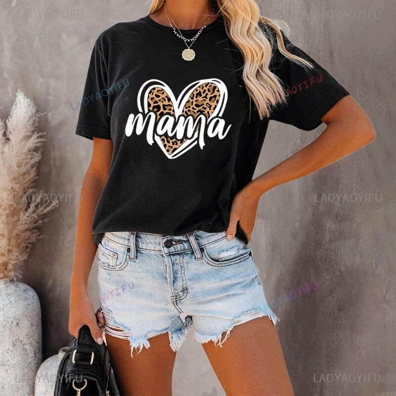 Kaus gambar macan tutul Madre wanita kemeja lengan pendek kaus Mama Cheetah ibu atasan katun grafis pakaian kasual Streetwear gaya Retro
