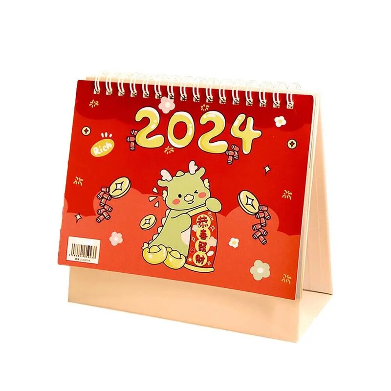 Calendario da tavolo 2024 calendario Dragon Year Mini Calendar Clock Book Self-regision In Desktop Office N8O9