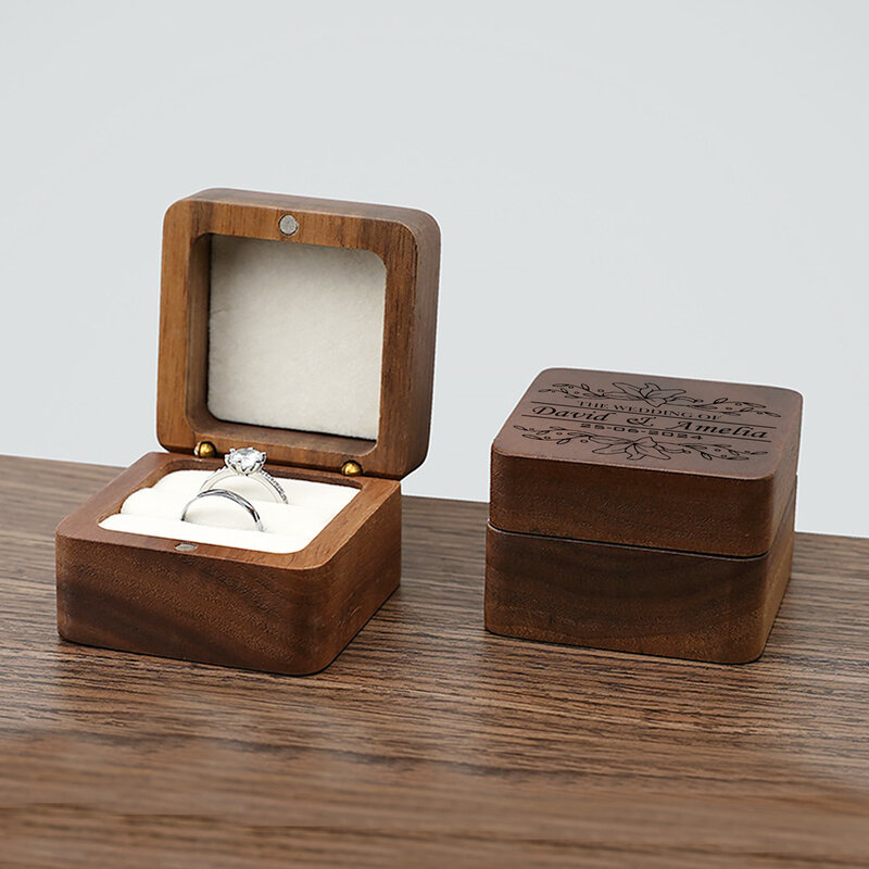 Kotak cincin kayu tampilan perhiasan cincin kekasih pemegang lamaran penyusun pernikahan emas hadiah cinta ulang tahun pernikahan