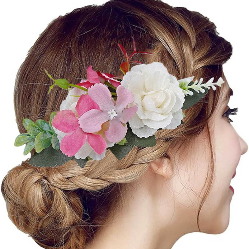 Graduation Flower Hair Side Comb Slide Hair Clips With Teeth Floral Hair Bow Hairpins Grips Barrettes Head Bands for Large Heads