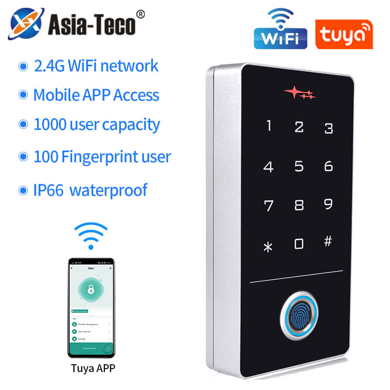 Tuya App 2.4G Wifi Vingerafdruk Toegangscontrole Toetsenbord Beveiliging Buitendeur Ingang Rfid 125Khz Digitale Slot Kaartlezer