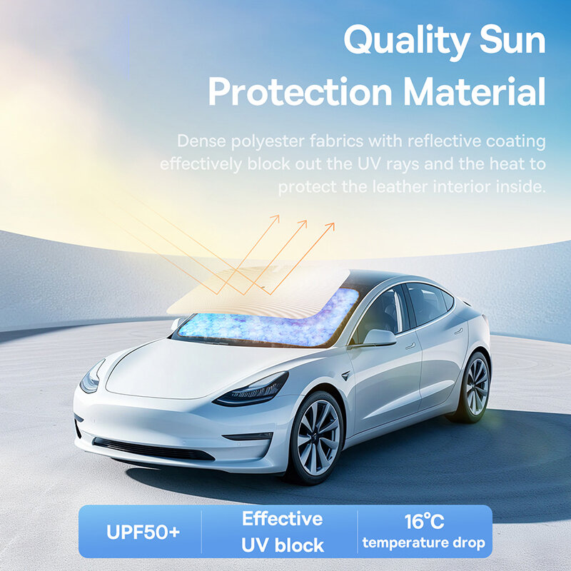 Baseus-Parasol para parabrisas de coche, sombrilla protectora con bordes doblados, protección solar para ventana delantera de verano