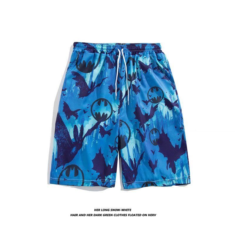 Celana pendek longgar untuk pria dan wanita, celana pendek motif bunga pantai liburan Hawaii kasual celana pendek musim panas untuk pria dan wanita