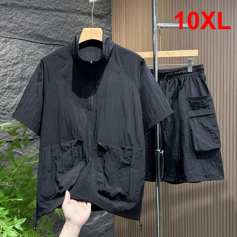 Set pakaian kasual set pria, kemeja cepat kering ukuran besar 10XL untuk lelaki ukuran besar 10XL