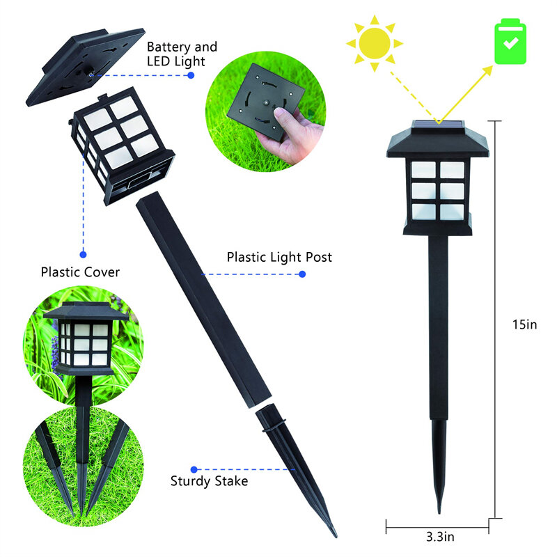 Luces LED solares para camino, lámpara de césped para exteriores, decoración para jardín/Patio/Paisaje/Patio/entrada/pasarela