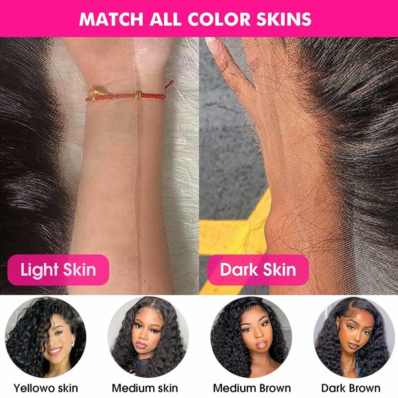 Kręcone koronkowa peruka na przód ludzkie włosy naturalny kolor HD przezroczysty koronkowa peruka na przód dla czarnych kobiet głębokie fale brazylijskie ludzkie włosy