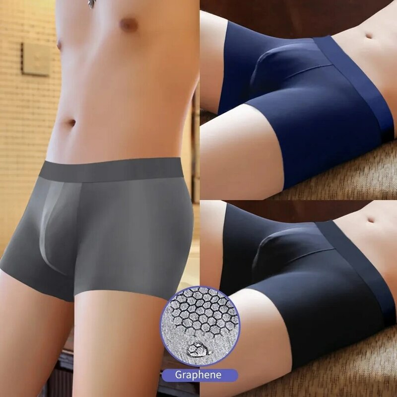 Men's Underwear Boxers Ice Silk Man Panties Boxer Graphene Men Underpants Breathable Comfortable Calzoncillos para hombres L-6XL