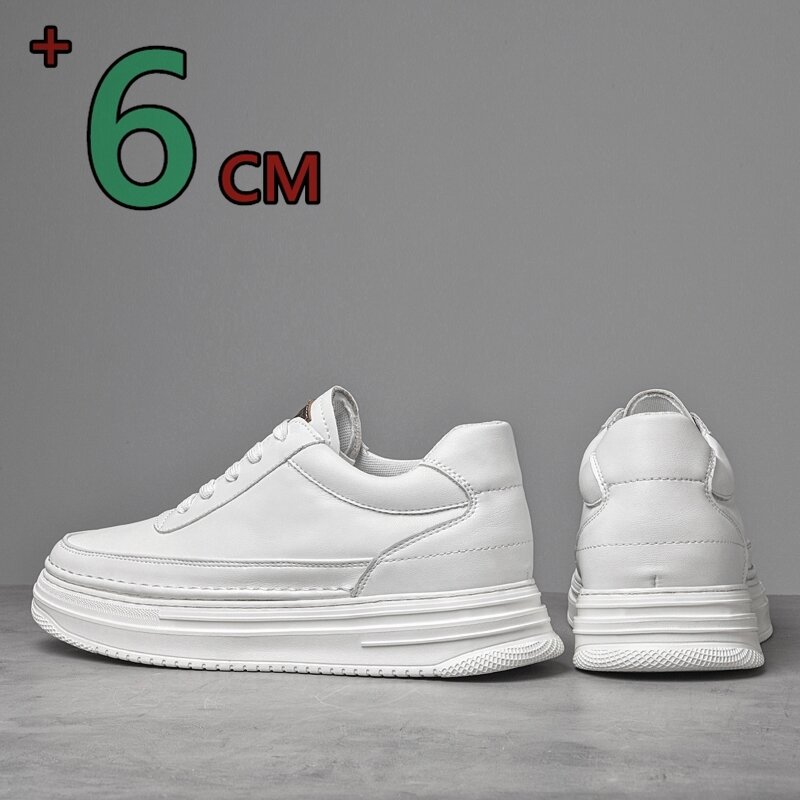 Genuine Leather Casual Elevator Shoes for Men Heightening Height Increase Insole 6CM High Heels Sneakers Adjustable Lift Sports