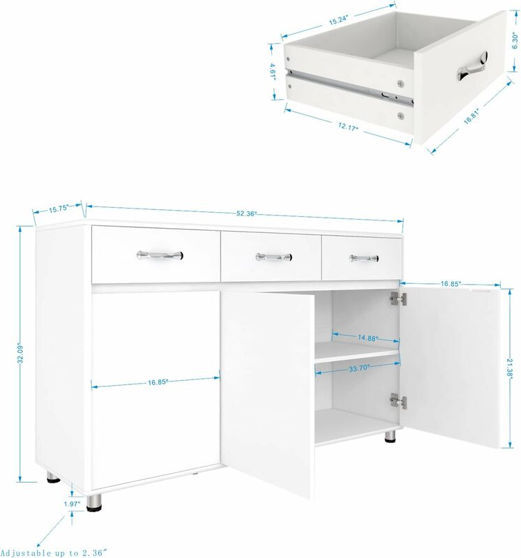 Ящик для хранения, шкаф для файлов, боковой шкаф, консоль для прихожей, боковые столовые приборы с ящиками и тремя дверями для офиса или кухни