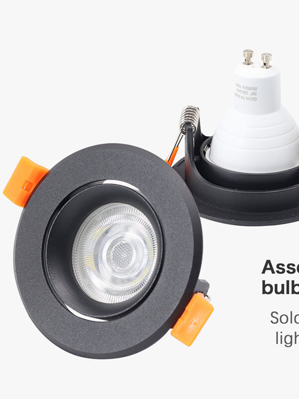 Foco de luz LED empotrable para techo, accesorios GU10 MR16, montaje redondo, aluminio negro/blanco, 2 piezas