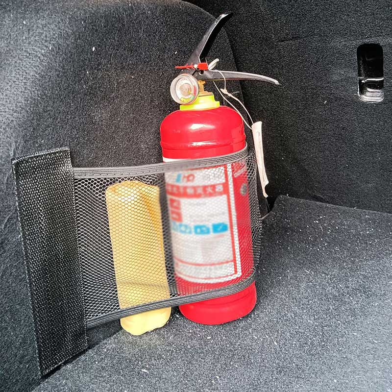 Сетка-органайзер для хранения огнетушителя в багажнике автомобиля