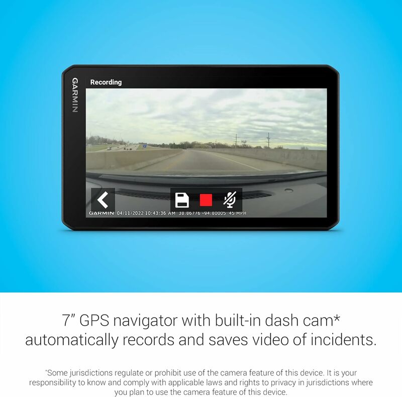 DriLiCam™Navigateur GPS intégré pour voiture, grande caméra de tableau de bord, détection automatique des incidents, facile à lire, 7 po, 76