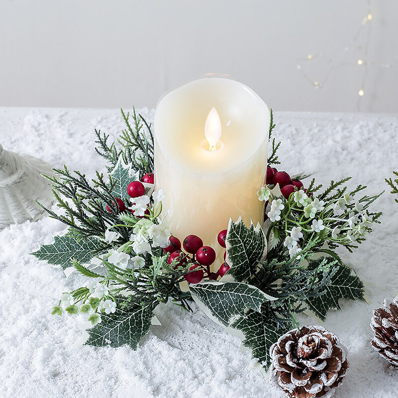 Ozdoby choinkowe świecznik świecznik wieniec centralny sztuczna wiśnia szyszkowa girlanda noworoczna świąteczna dekoracja ślubna
