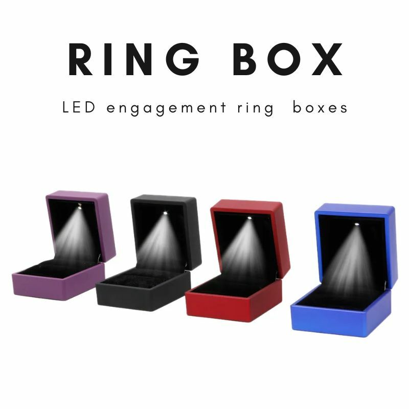 Kotak Display Liontin Cincin Pertunangan LED, Kotak Penyimpanan Perhiasan Display Hadiah Kemasan