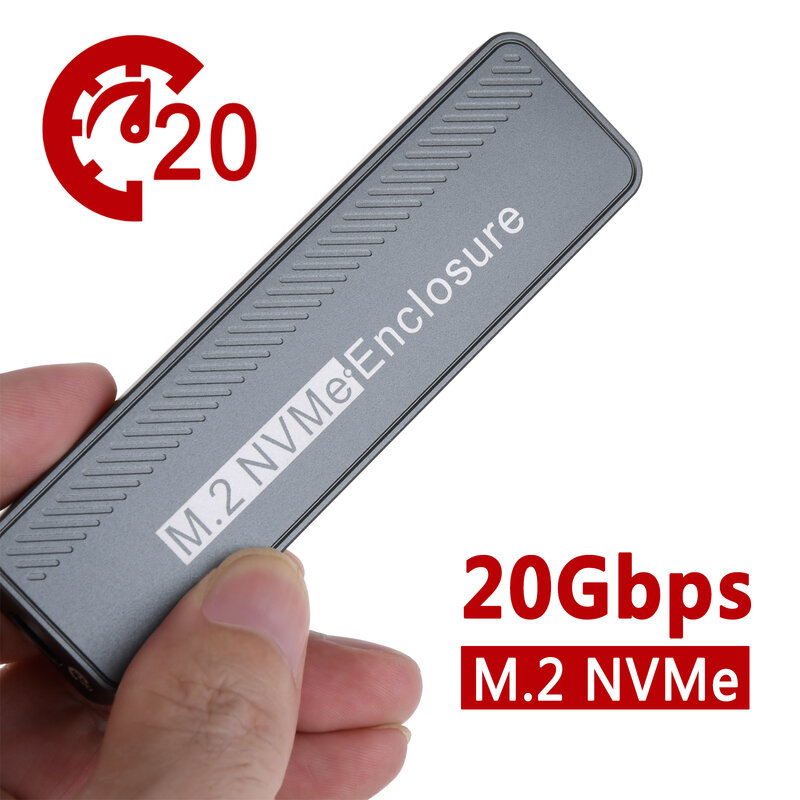 20gbps NVME Enclosure USB 3.2 GEN 2 lega di alluminio per MAX 4TB 2230/2242/2260/2280 NVME SSD M/ B + M Key Windows Macbook
