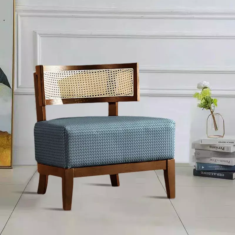 Sofá nórdico de ratán para muebles de exterior, silla de madera maciza Simple para el hogar, individual, pequeño, apartamento, balcón, sillas de exterior