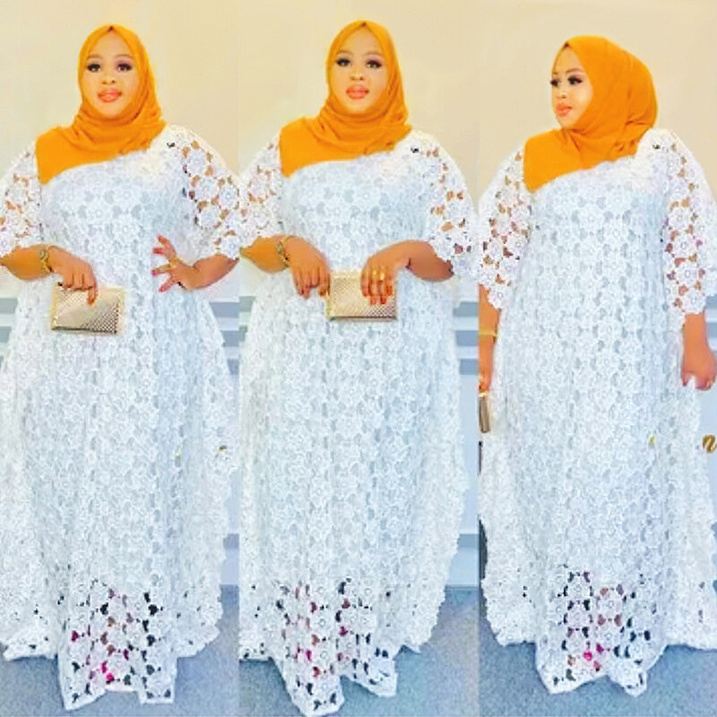 Dashiki koronkowa sukienki afrykańskie dla kobiet Super rozmiar tradycyjna suknia Boubou Africaine Femme 2024 długa sukienka afrykańskie ubrania
