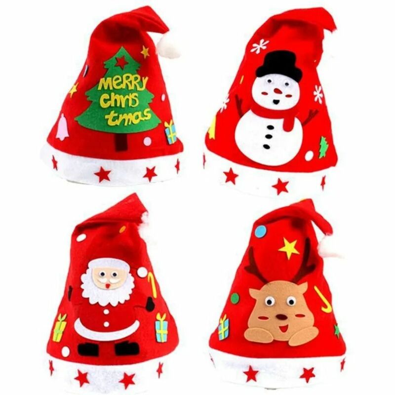 Kriss Kringle sombrero de Papá Noel hecho a mano, tela no tejida, bricolaje, juguete, padre, pingüino de Navidad, sombreros de artes de Navidad para niños