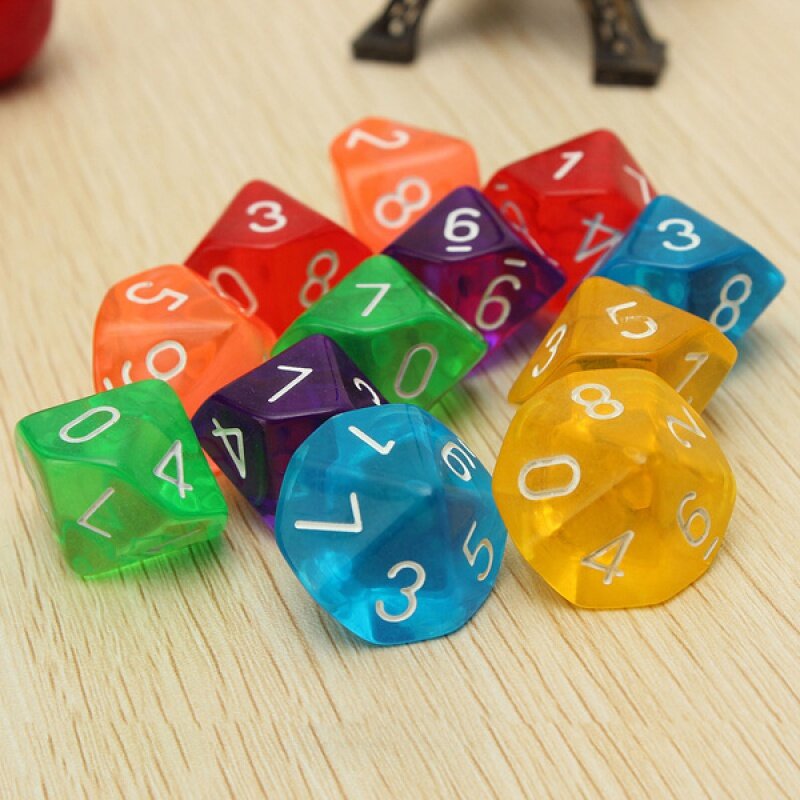 10PCS/lots TRPG Pearlized Effect D10 Dice for Board games 10 Sided Games Dices Colorful Desktop Game