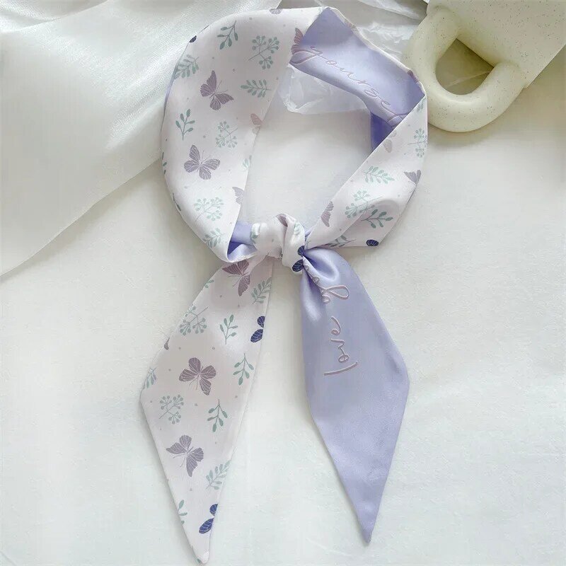 Fresh summer double-sided letter scarf hair band dual-purpose fruit narrow streamer tie bag hair tie scarf
