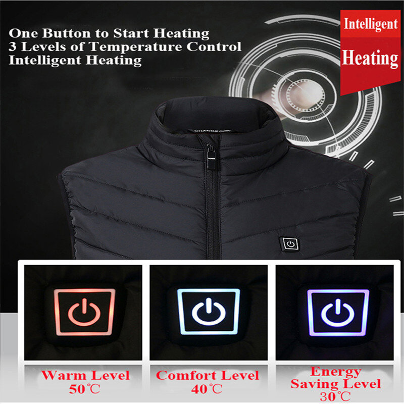 Chaleco térmico con calefacción para hombre y mujer, chaqueta táctica eléctrica con Usb, abrigo calentador corporal, 21 áreas, 6XL, Invierno