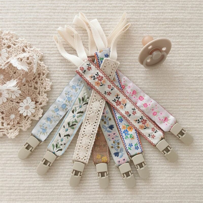 Cadena de chupete de tela Floral para bebé, Clips ajustables de estilo étnico para pezón, mordedor, juguetes, correas, soporte para chupete