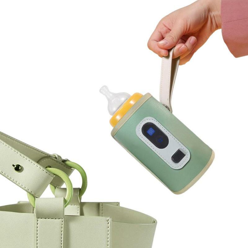 กระเป๋าทนความร้อนอุ่นขวดนมสำหรับกลางแจ้งเครื่องอุ่นขวดนมสำหรับขวดนมทารกชาร์จผ่าน USB แบบพกพาได้
