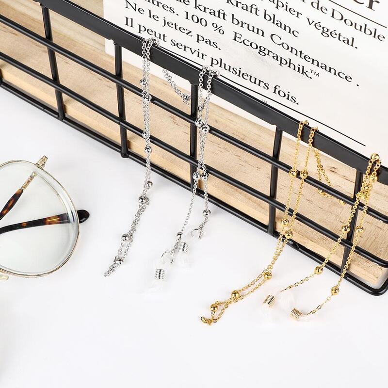 Retenedor de Metal para gafas, cuentas de moda, correas, Color dorado, cadena para gafas de lectura, hombre y mujer