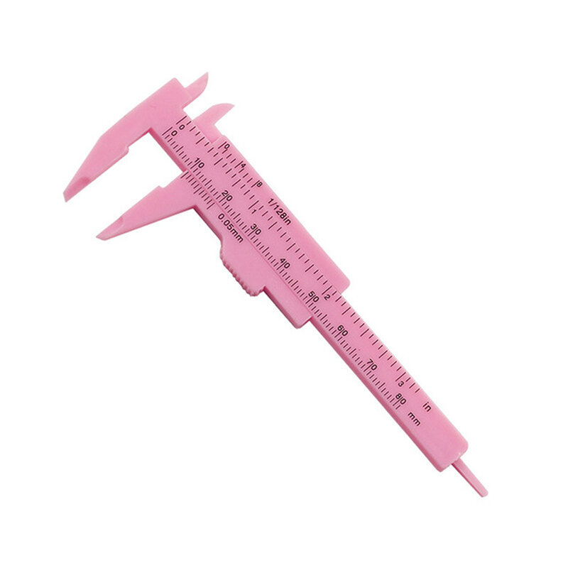 Kaliper baru penggaris pertukangan 0-80mm pengukur perhiasan ringan Pink/mawar merah plastik skala aturan ganda