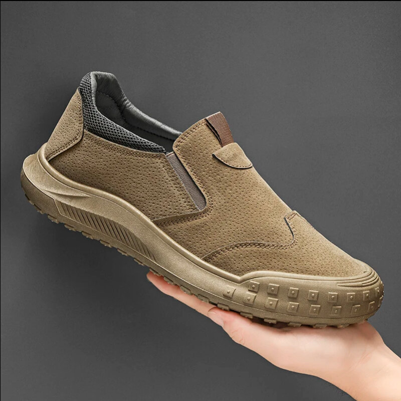 Handgemaakte Leren Heren Casual Schoenen Outdoor Jogging Mannelijke Sneakers Ademende Platte Schoenen Voor Heren Platform Slip On Mannen Loafers Hot