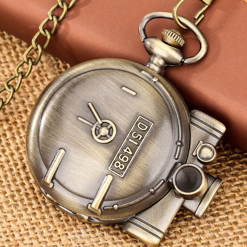 Steampunk Locomotive Shaped Retro Quartz Pocket Watch Fob Chain Pendant Necklace Bronze Vintage Stylish Pocket Clock Gift Male