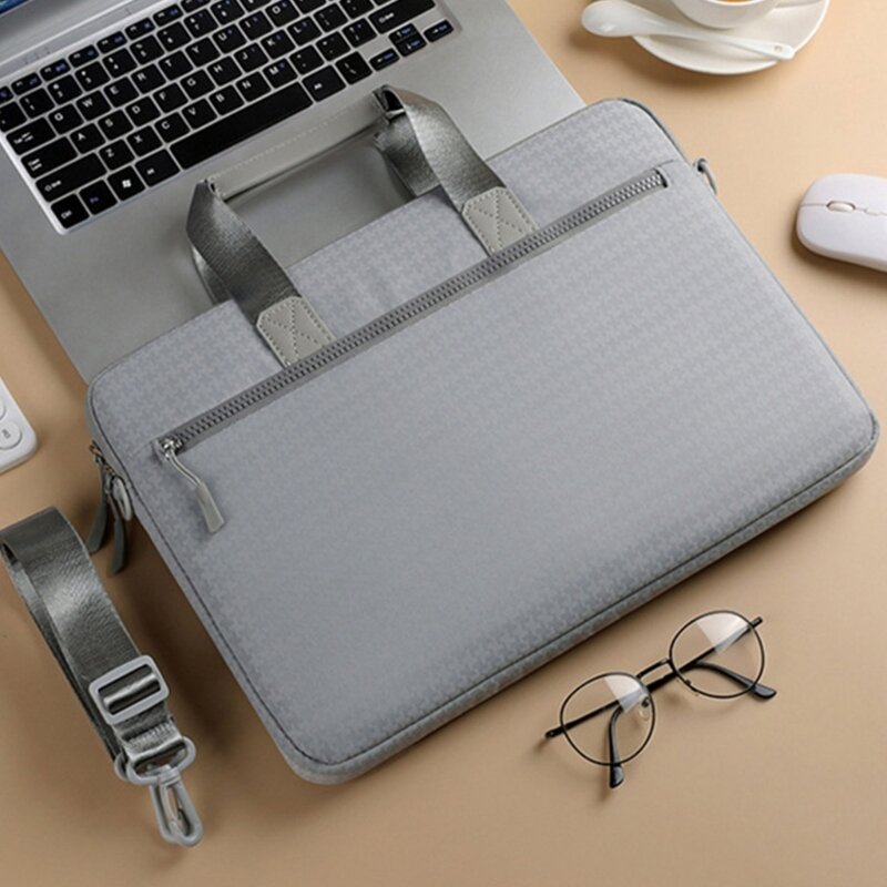 Bolsa funcional durável para laptop, capa para notebook 14/15,6 polegadas, à prova d'água, elegante, padrão houndstooth