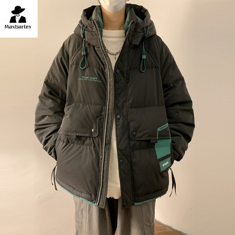 男性用ダックダウンフード付きジャケット、屋外防寒パーカー、最高品質、プラスサイズ、90ホワイト、冬、2023
