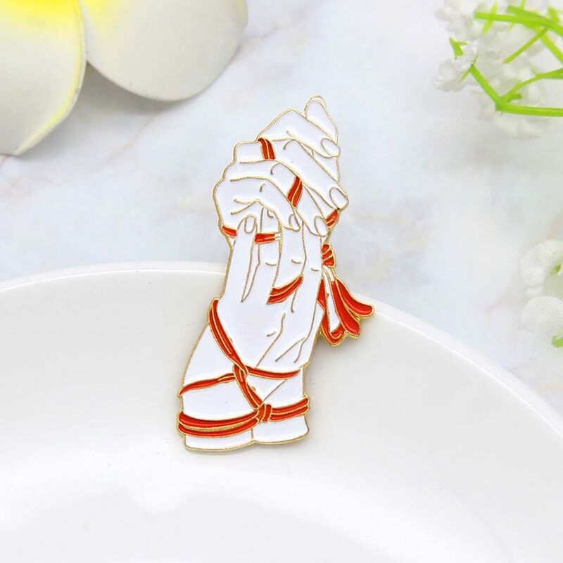 Coat Lapel Pin Red Rope Binding Jewelry Accessories Collar Brooch Hand Enamel Pin Brooches Pin Hand Binding Brooch Lapel Brooch
