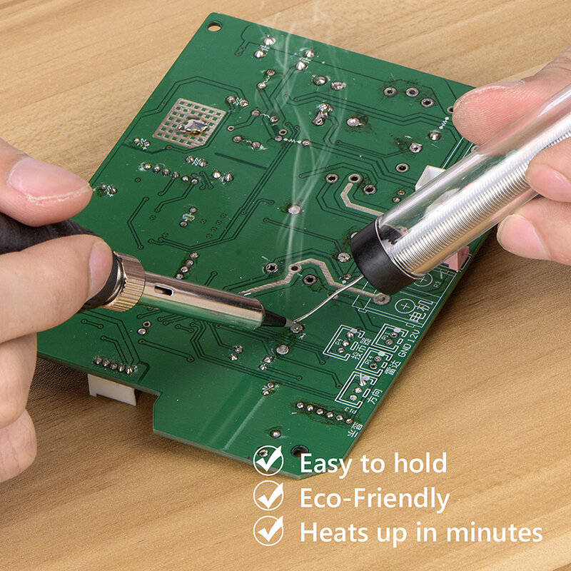 Solder elektrik 80W, perlengkapan alat las ujung solder fluks solder, suhu dapat diatur 220V 110V
