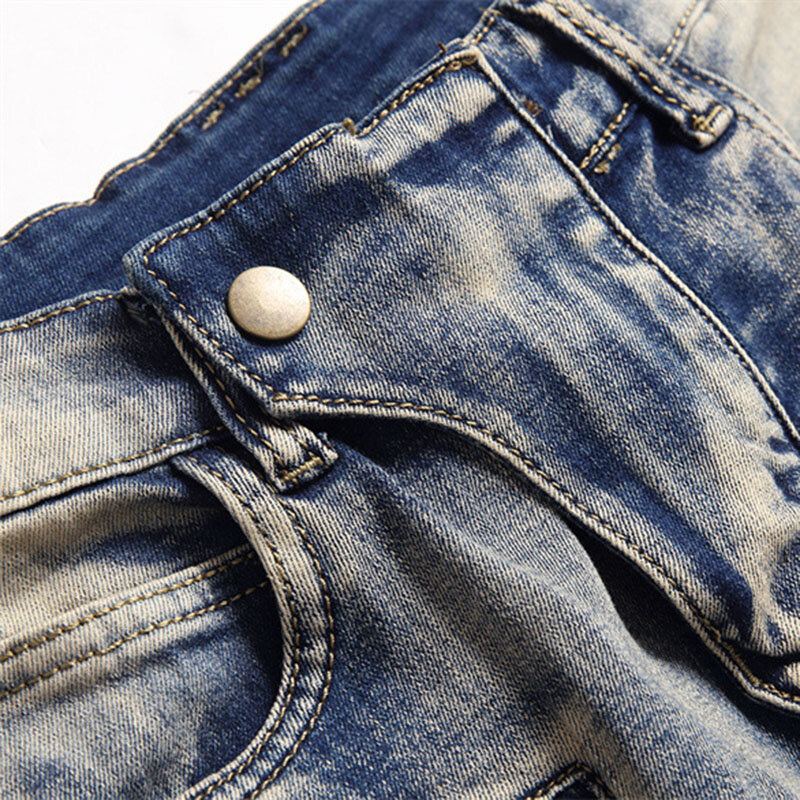 2023 nowy wysokiej jakości męskie spodnie na co dzień prosto plisowana jeansy dla motocyklistów mężczyzna motocykl spodnie dżinsowe Vaqueros Hombre Plus rozmiar 42