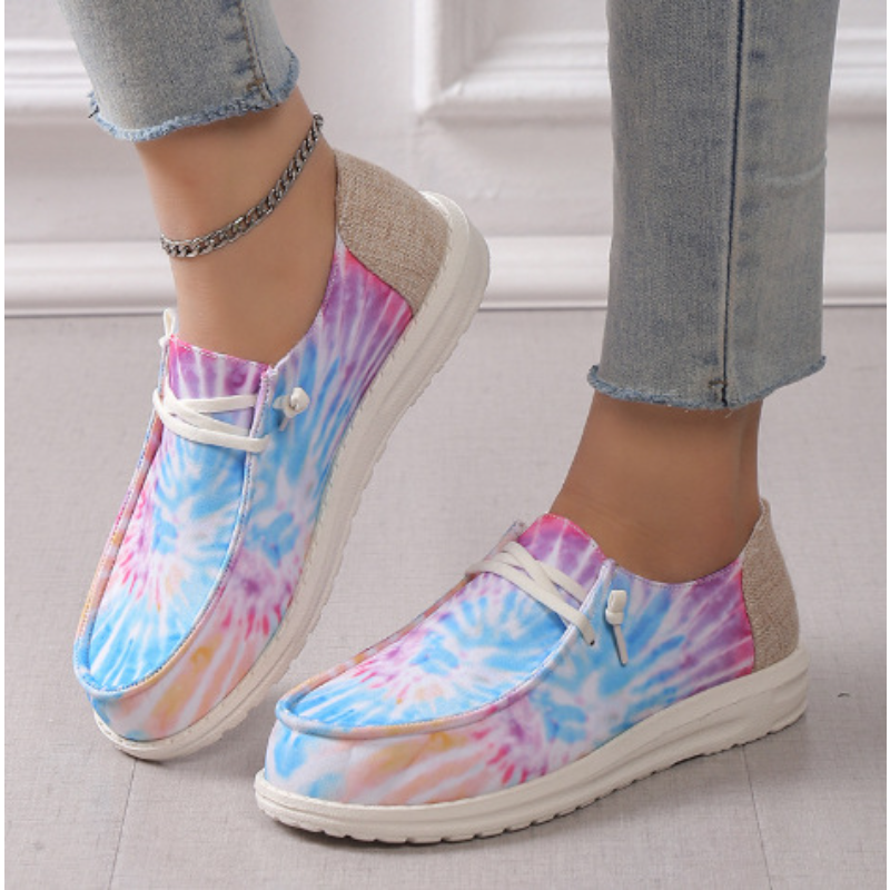 2024 nuova estate nuove scarpe di tela stampate a fondo piatto per le donne Comfort testa tonda moda Casual scarpe singole per le donne Plus Siz