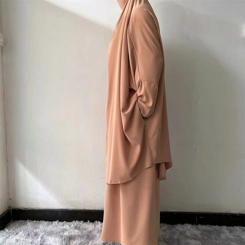 女性のためのイスラム教徒のドレスセット,祈りのドレス,ヒジャーブ,ロングキマール,ラマダンのドレス,アバヤの衣装,イスラムの服,2個