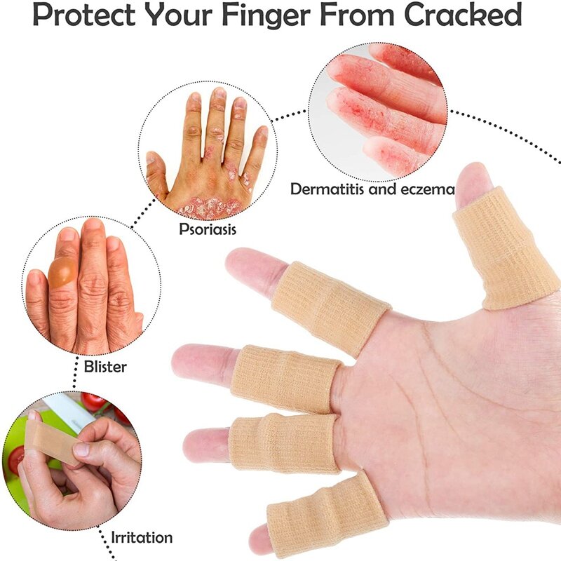 40Pcs Finger Sleeves Thumb Splint Brace Support Protector Breathable Elastic Finger Tape For Pain Relief Arthritis