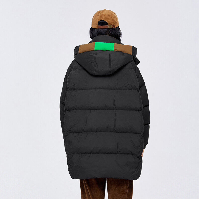 Semir piumino donna Silhouette di media lunghezza bozzolo contrasto colore con cappuccio 2023 inverno nuova moda giacca spessa