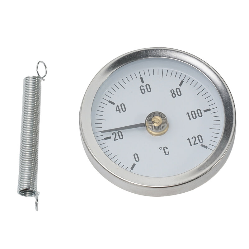 Termómetro de tubo de acero inoxidable bimetálico, 0-120 ℃, termómetro de tubería Industrial, termómetro para parrilla de barbacoa